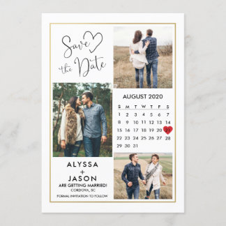 Romance Photo Save The Date Card With Calendar