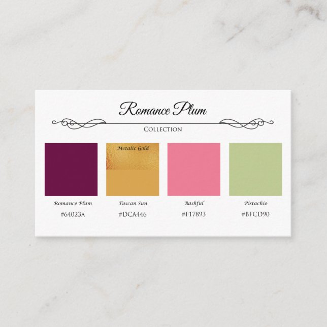 Romance Plum n Rose Wedding Collection Color Card (Front)
