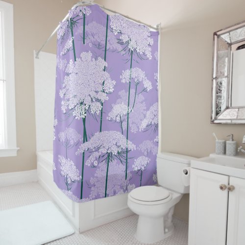 Romance Queen Annes Lace Pattern  Violet Shower Curtain