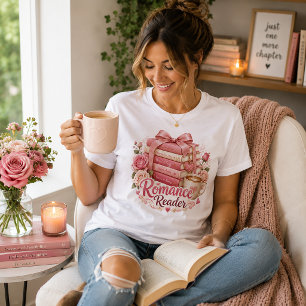Romance Reader Pink Book Stack Tri-Blend Shirt