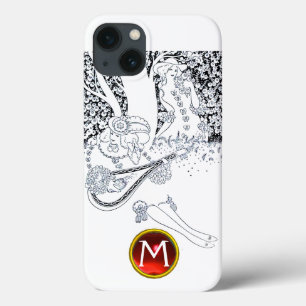 ROMANCE /ROMANTIC LOVERS BLACK WHITE RED MONOGRAM iPhone 13 CASE