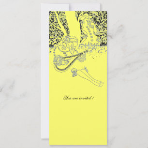 ROMANCE,ROMANTIC LOVERS BLACK YELLOW WEDDING PARTY INVITATION