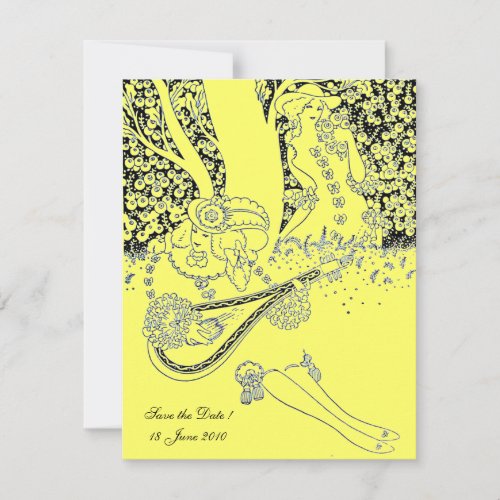 ROMANCEROMANTIC LOVERS BLACK YELLOW WEDDING PARTY INVITATION