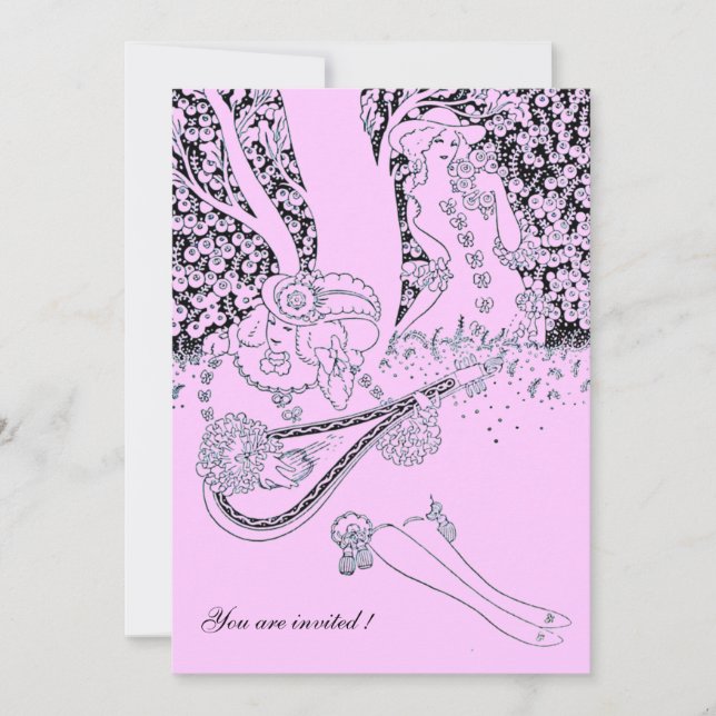 ROMANCE /ROMANTIC LOVERS PINK LILAC WEDDING PARTY INVITATION (Front)