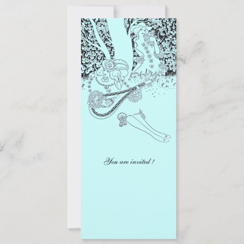 ROMANCE ROMANTIC LOVERS TEAL BLUE WEDDING PARTY INVITATION