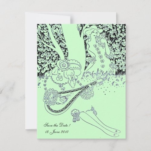 ROMANCE SAVE THE DATE black and green Invitation