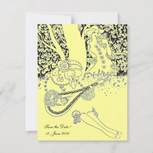 ROMANCE, SAVE THE DATE, black and yellow Invitation