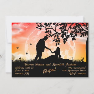 Romance under Orange Moon Elopement Invitation