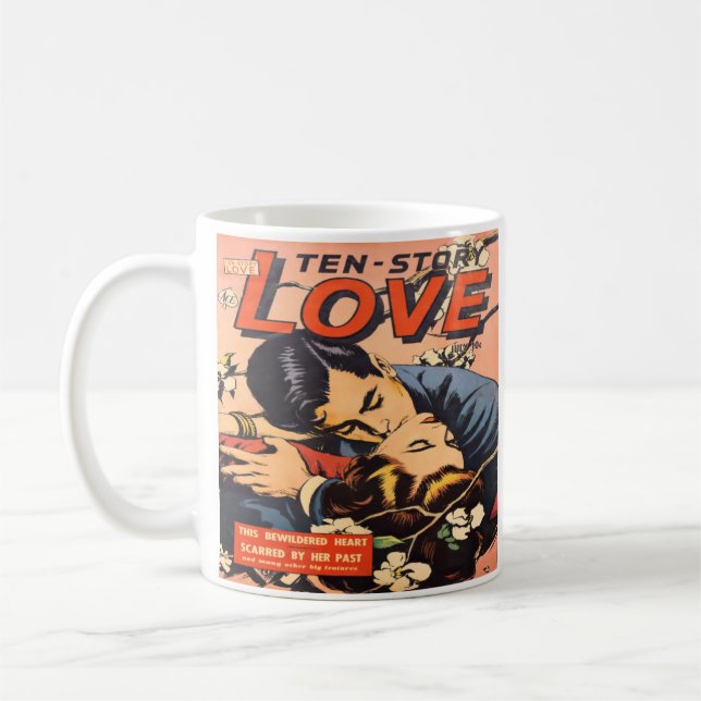 Romance Vintage Comic Book Design Coffee Mug Cup (Left)