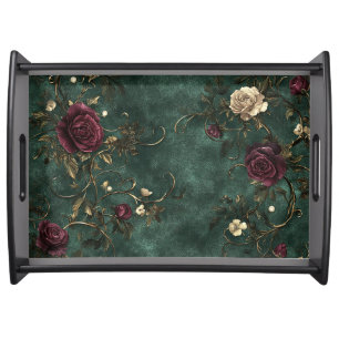 Romance. Vintage. Elegant roses. Serving Tray