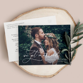 Romance We Got Married Elopement Postcard by FINEandDANDY at Zazzle