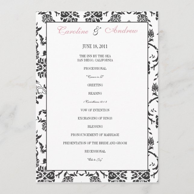 Romance Wedding Program (Front)