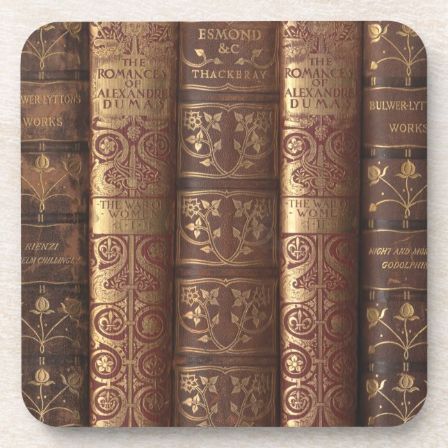 Romances of Alexandre Dumas (Book Spines) Beverage Coaster (Front)
