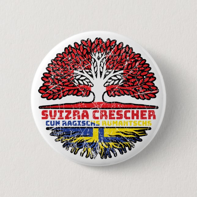 Romanen Rätoromanisch Graubündisch Graubünden Baum Button (Front)