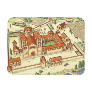 Romanesque Abbey. Model Magnet