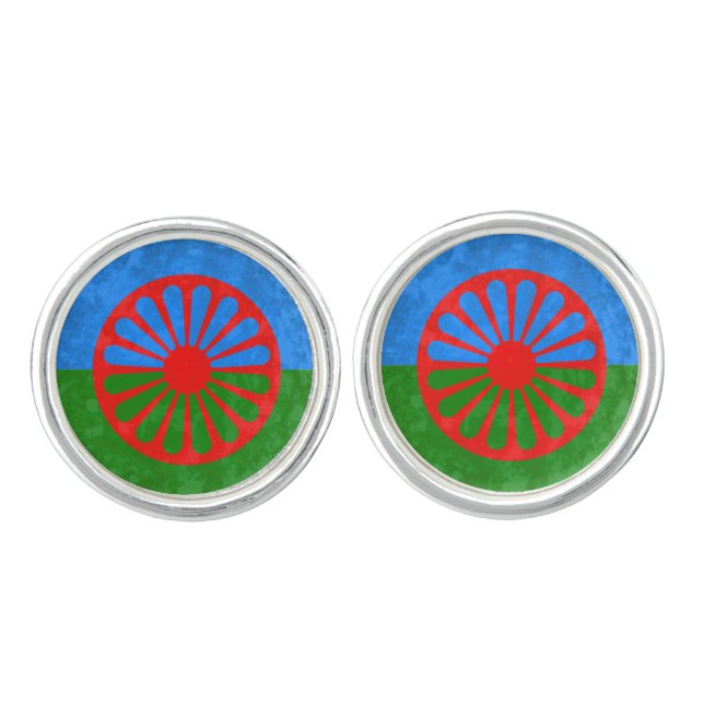Romani flag cufflinks (Front)