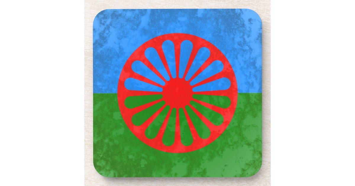 Romani flag drink coaster | Zazzle