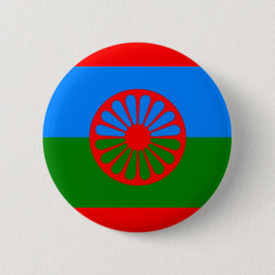 ROMANI FLAG PINBACK BUTTON