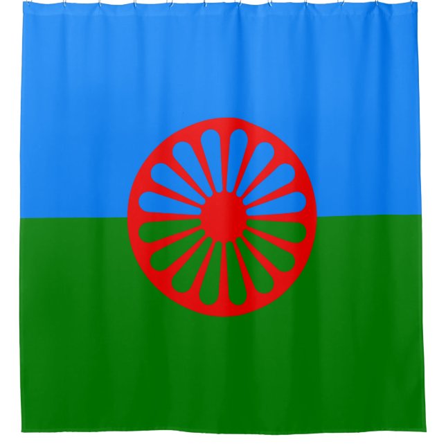 Romani Flag Shower Curtain (Front)