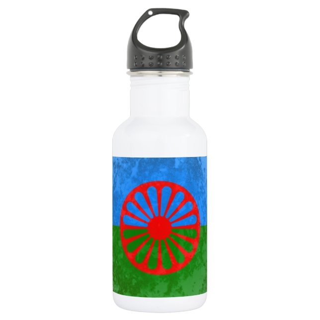 Romani flag stainless steel water bottle (Front)