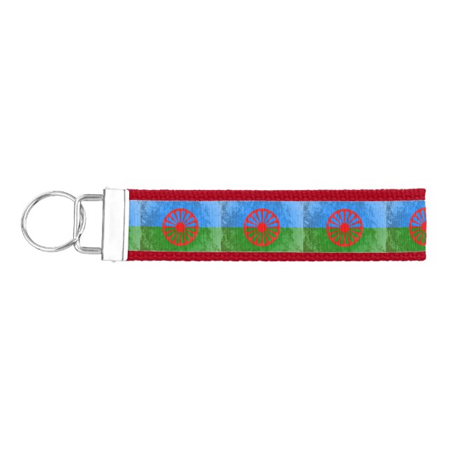 Romani flag wrist keychain (Keys on Left)