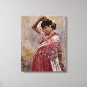 Romani Gypsy Woman Dancing (by Albert Edelfelt) Canvas Print