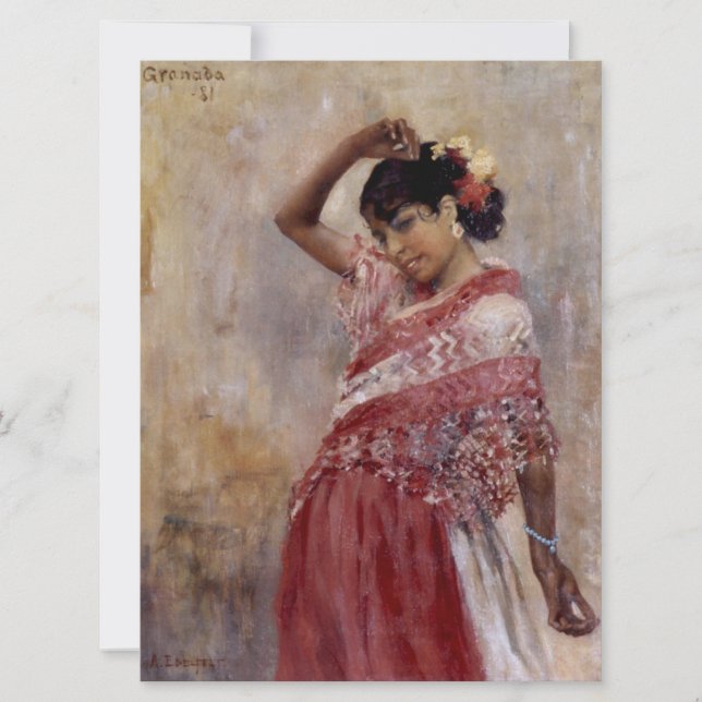 Romani Gypsy Woman Dancing (by Albert Edelfelt) Card (Front)