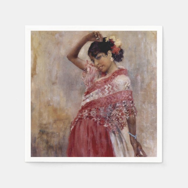 Romani Gypsy Woman Dancing (by Albert Edelfelt) Napkins (Front)