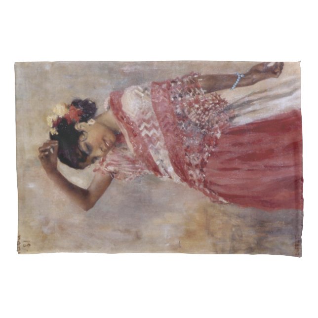 Romani Gypsy Woman Dancing (by Albert Edelfelt) Pillow Case (Front-Left)