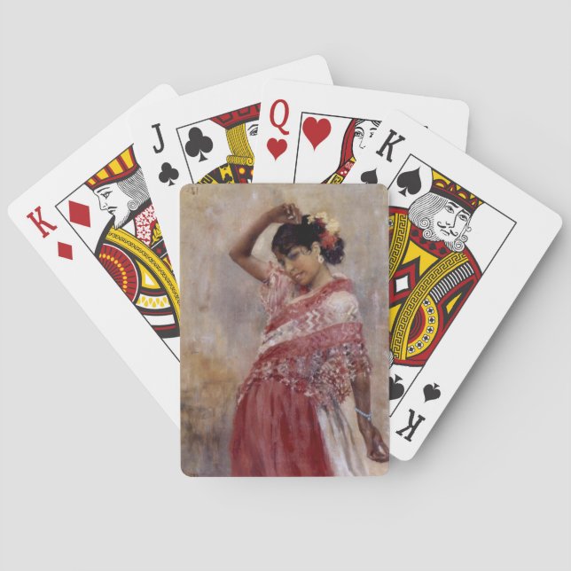 Romani Gypsy Woman Dancing (by Albert Edelfelt) Poker Cards (Back)