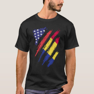 Romania American Grown Flag USA Patriot Heritage M T-Shirt