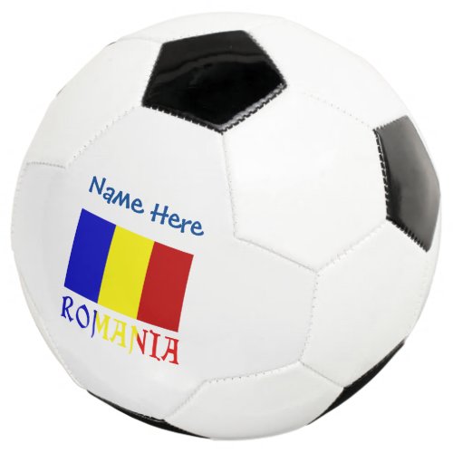Romania and Romanian Flag Blue Personalization  Soccer Ball