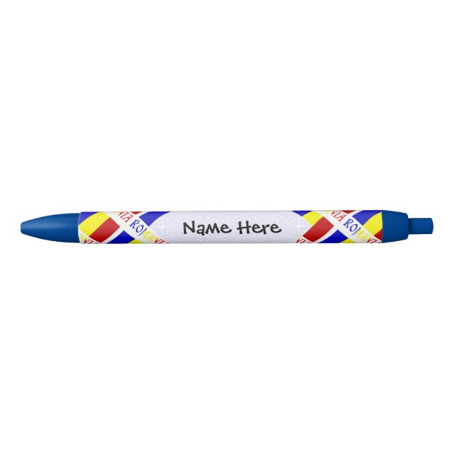 Romania and Romanian Flag Tiled with Your Name Pen (Front)