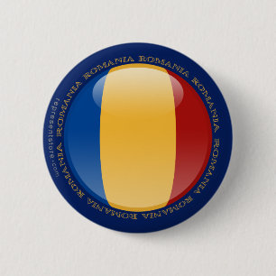 Romania Bubble Flag Pinback Button