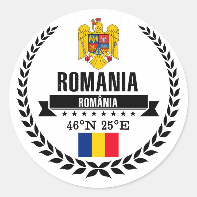 Romania Classic Round Sticker (Front)