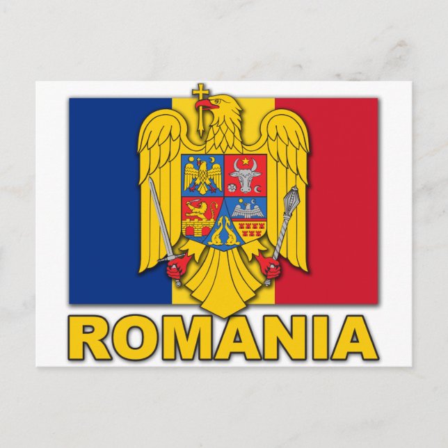 Romania Coat of Arms Flag Postcard (Front)