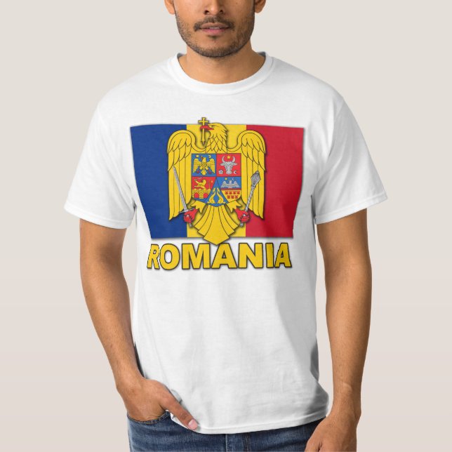 Romania Coat of Arms Flag T-Shirt (Front)