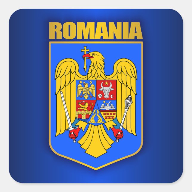 Romania Coat of Arms Square Sticker (Front)