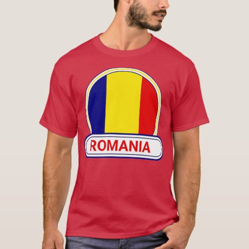 Romania Country Badge Romania Flag T_Shirt