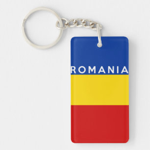 romania country flag symbol name text keychain