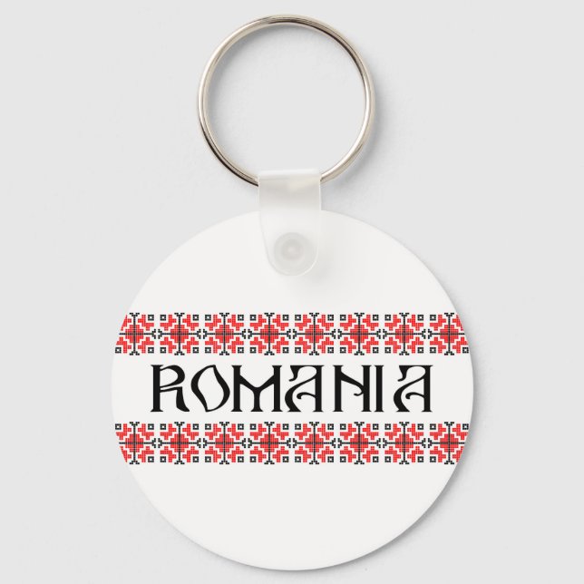 romania country symbol name text folk motif tradit keychain (Front)