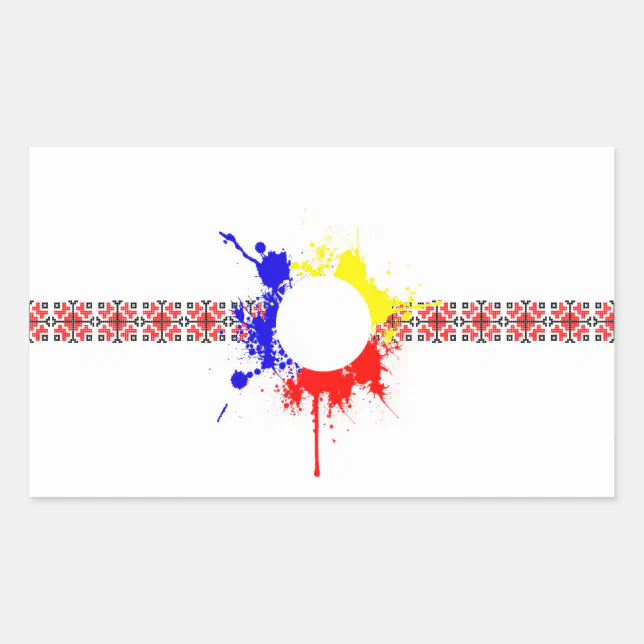 romania country traditional flag motif splatter sy rectangular sticker | Zazzle