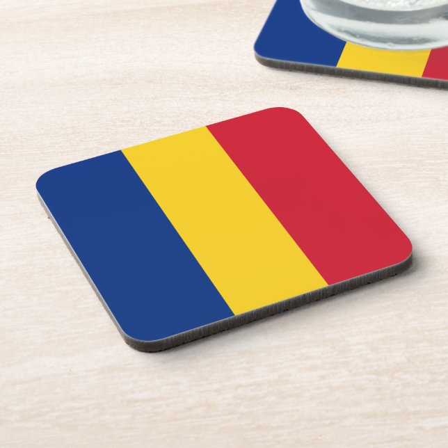 Romania flag beverage coaster (Left Side)