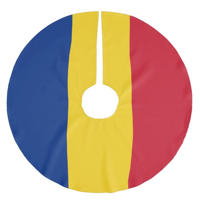 Romania flag brushed polyester tree skirt (Front)