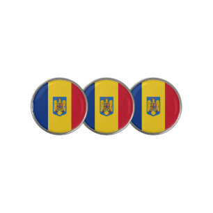 Romania flag-coat of arms golf ball marker