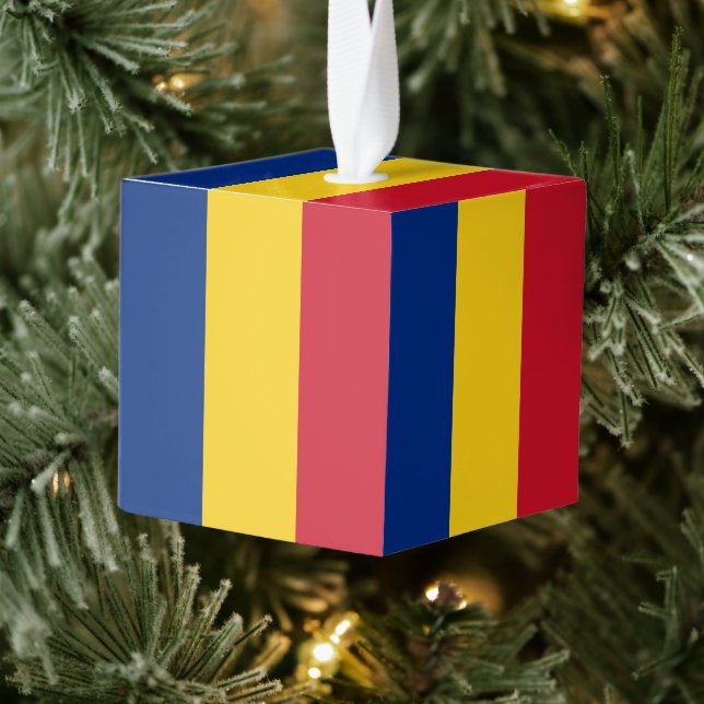 Romania flag cube ornament (Tree)