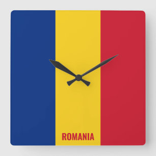 Romania Flag Dazzling Patriotic Square Wall Clock