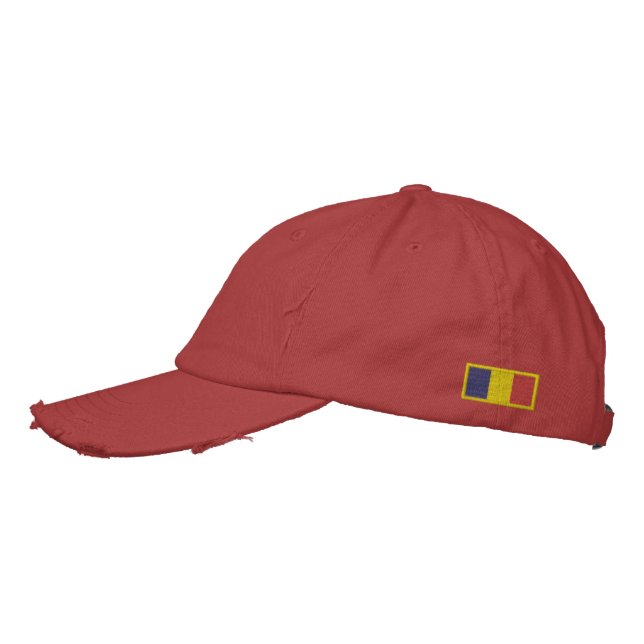 Romania Flag Embroidered Baseball Cap (Left)