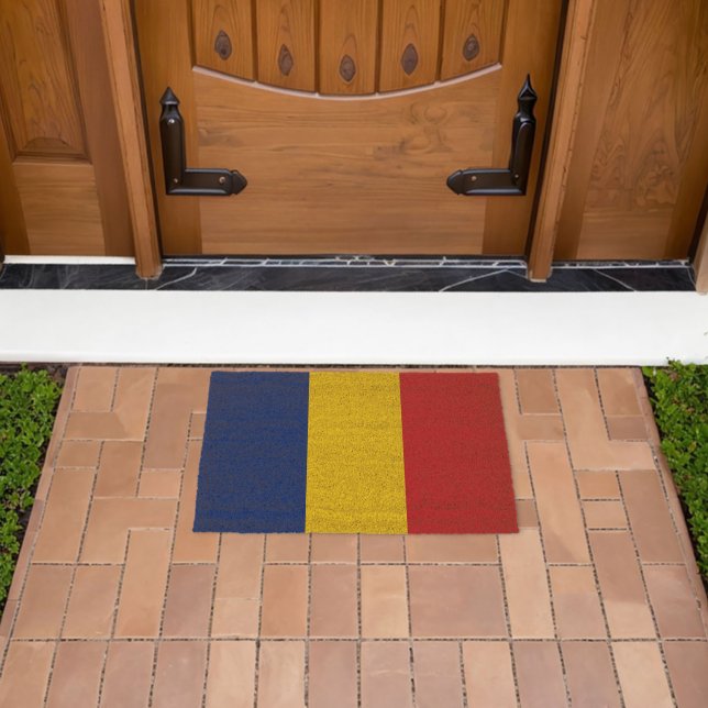 Romania flag fiber doormat (Insitu (Outdoor))