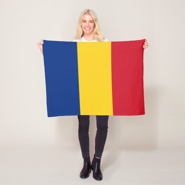 Romania Flag Fleece Blanket (In Situ)